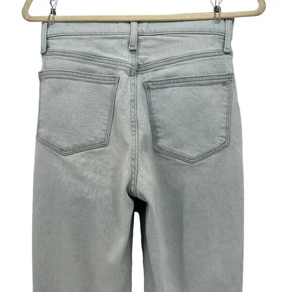 Madewell The Momjean Ripped Raw Hem High Rise Light Denim Mom Jeans Womens 25 - Picture 5 of 9